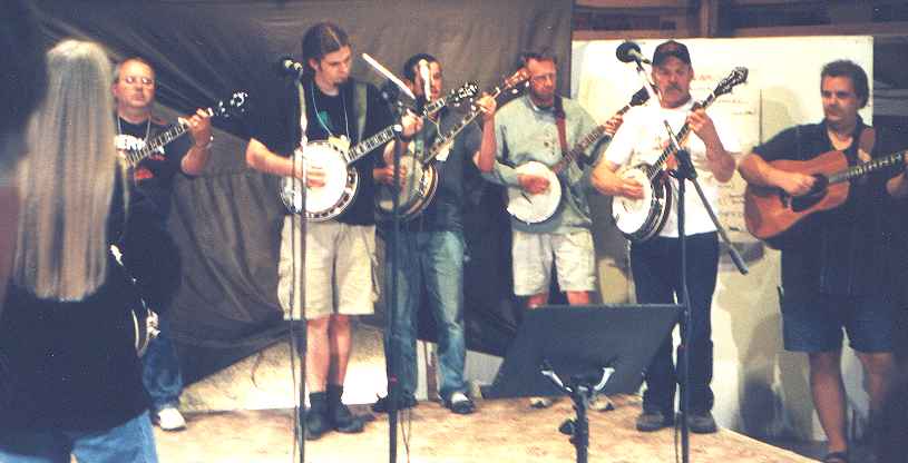 Cletis does the forward roll in beginning banjo class